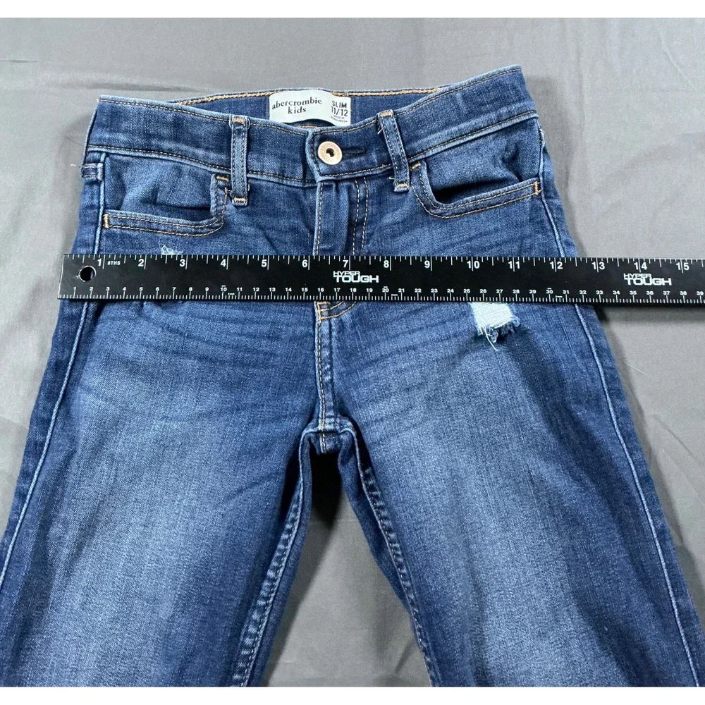 Abercrombie Kids Slim Fit Distressed Blue Jeans‎ Size 11/12 Adjustable Waist
